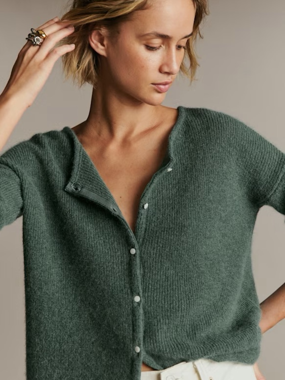 Sézane Gaspard cardigan in sage